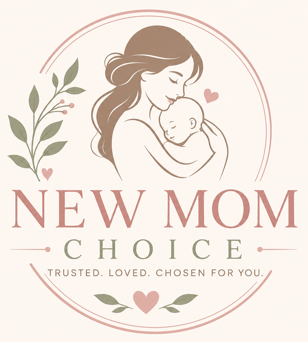 New mom choice logo, a mom holding her baby with care. The image purpose is to represent our website under the terms and conditions.